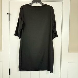 Pink Martini Simple Twist 3/4 Sleeve Textured Midi Black Dress Size Medium